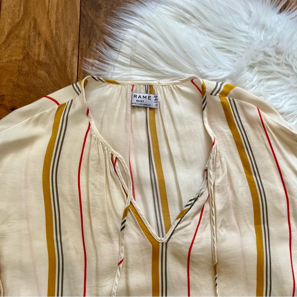 Frame Denim • Le Raglan Saffron Summer Stripe Top - Picture 4 of 10